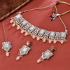 Sukkhi Gold Plated Peach Mirror & Pearl Choker Necklace Set for Women