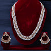 Sukkhi Gold Plated Golden Reverse AD & Pearl Long Necklace Set for Women
