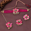 Sukkhi Fabric Multi Pearl Choker Necklace Set for Women