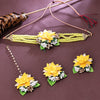 Sukkhi Fabric Yellow Pearl Choker Necklace Set for Women
