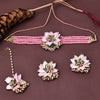 Sukkhi Fabric Pink Pearl Choker Necklace Set for Women