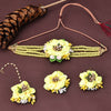 Sukkhi Fabric Yellow Pearl Choker Necklace Set for Women