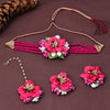 Sukkhi Fabric Pink Pearl Choker Necklace Set for Women