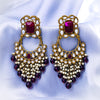 Sukkhi Gold Plated Purple Mirror & Pearl Chandbali Earrings for Women