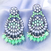 Sukkhi Rhodium Plated Green Mirror & Pearl Dangle Earrings for Women