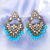 Sukkhi Gold Plated Sky Blue Mirror & Pearl Dangle Earrings for Women