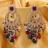 Sukkhi Gold Plated Multi Reverse AD & Pearl Dangle Earrings for Women