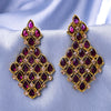 Sukkhi Gold Plated Maroon Reverse AD & Pearl Dangle Earrings for Women