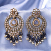 Sukkhi Gold Plated Black Reverse AD & Pearl Chandbali Earrings for Women