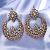 Sukkhi Gold Plated Golden Reverse AD & Pearl Chandbali Earrings for Women