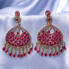 Sukkhi Gold Plated Pink Reverse AD & Pearl Dangle Earrings for Women