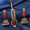 Sukkhi Gold Plated Red Reverse AD & Pearl Jhumki Earrings for Women