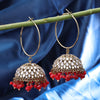 Sukkhi Gold Plated Red Mirror & Pearl Jhumki Earrings for Women