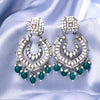 Sukkhi Gold Plated Green Mirror & Pearl Chandbali Earrings for Women