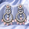 Sukkhi Gold Plated Peach Mirror & Pearl Chandbali Earrings for Women