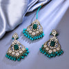 Sukkhi Gold Plated Green Mirror & Pearl Dangle Earrings for Women