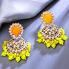 Sukkhi Gold Plated Yellow Kundan & Pearl Chandbali Earrings for Women