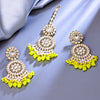 Sukkhi Gold Plated Yellow Kundan & Pearl Dangle Earrings for Women