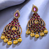 Sukkhi Gold Plated Purple Mirror & Pearl Dangle Earrings for Women
