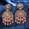 Sukkhi Gold Plated Pink Reverse AD & Pearl Drop Earrings for Women