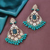 Sukkhi Gold Plated Green Kundan & Pearl Dangle Earrings for Women