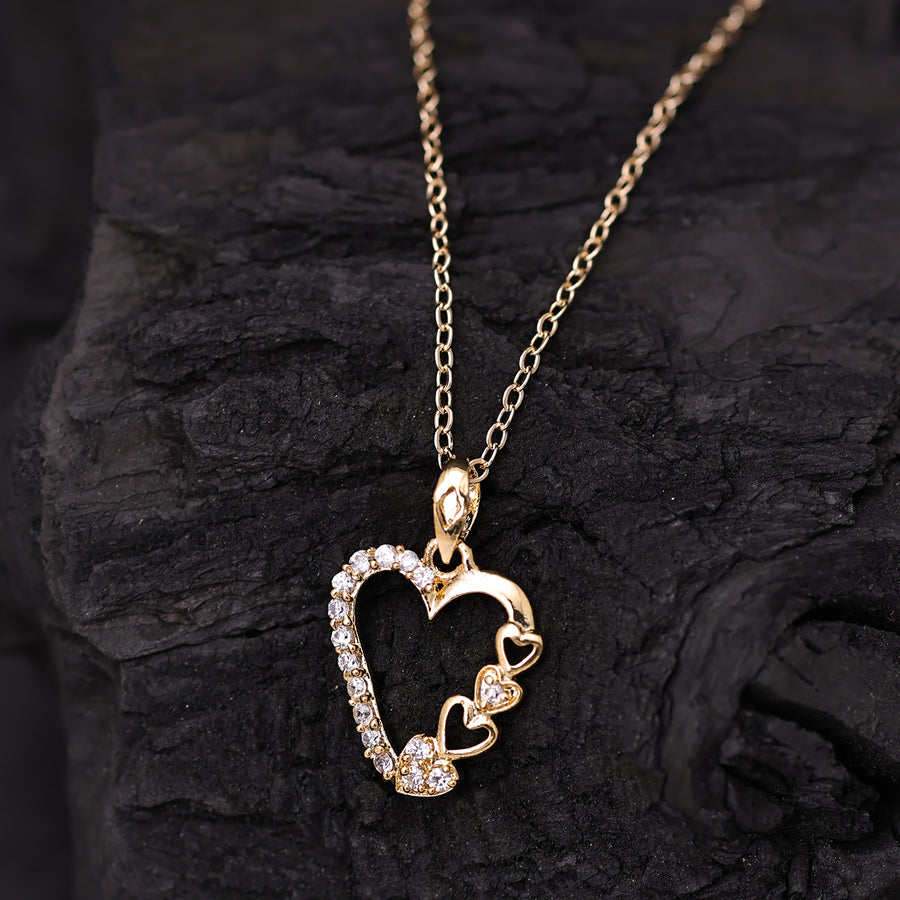 Sukkhi Gold Plated Golden CZ Heart Chain Pendant for Women