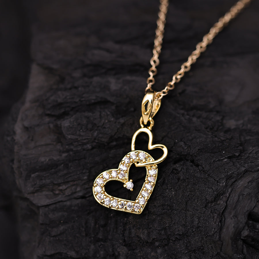 Sukkhi Gold Plated Golden CZ Heart Chain Pendant for Women