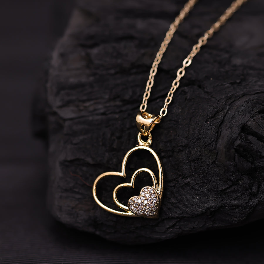 Sukkhi Gold Plated Golden CZ Heart Chain Pendant for Women