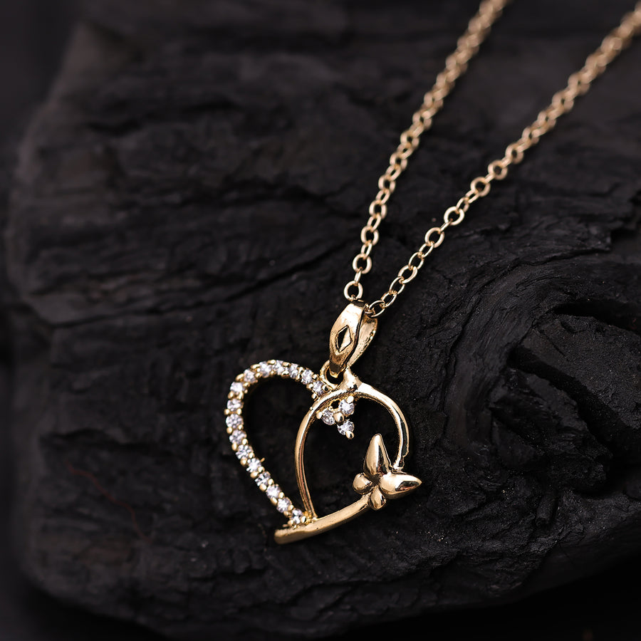 Sukkhi Gold Plated Golden CZ Heart Chain Pendant for Women
