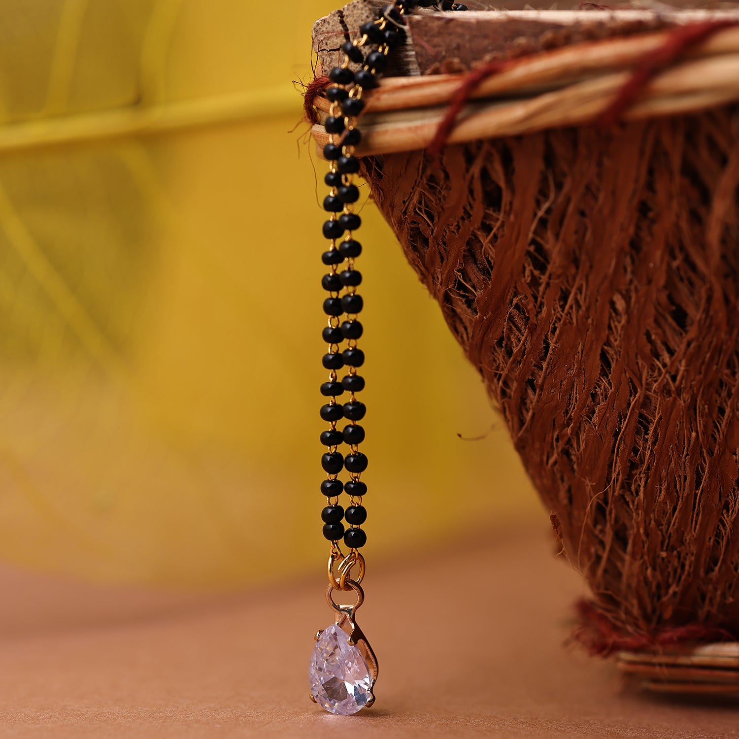 Sukkhi Gold Plated Golden Black Beads Long Mangalsutra Pendant for Women