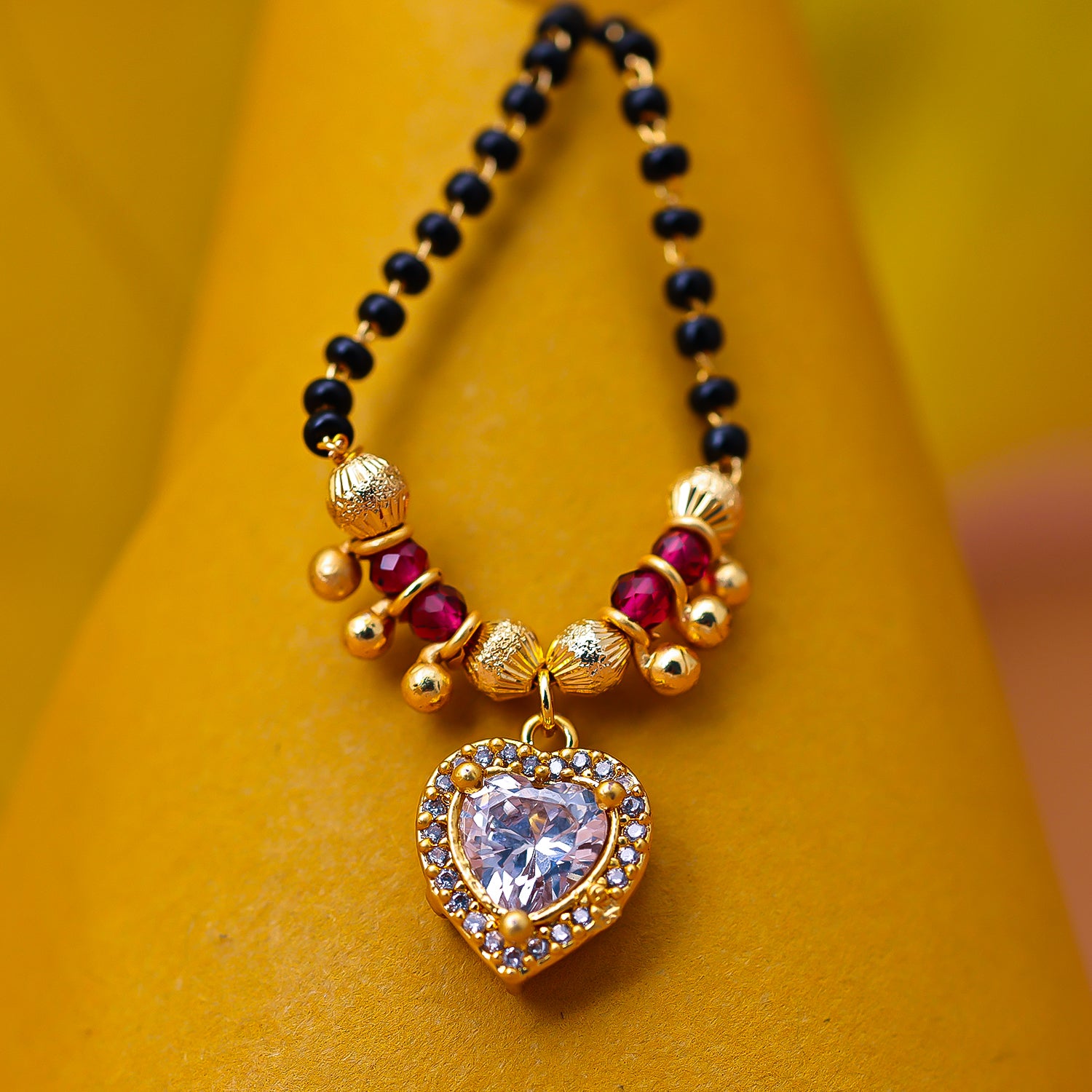 Sukkhi Gold Plated Golden Black Beads Long Mangalsutra Pendant for Women
