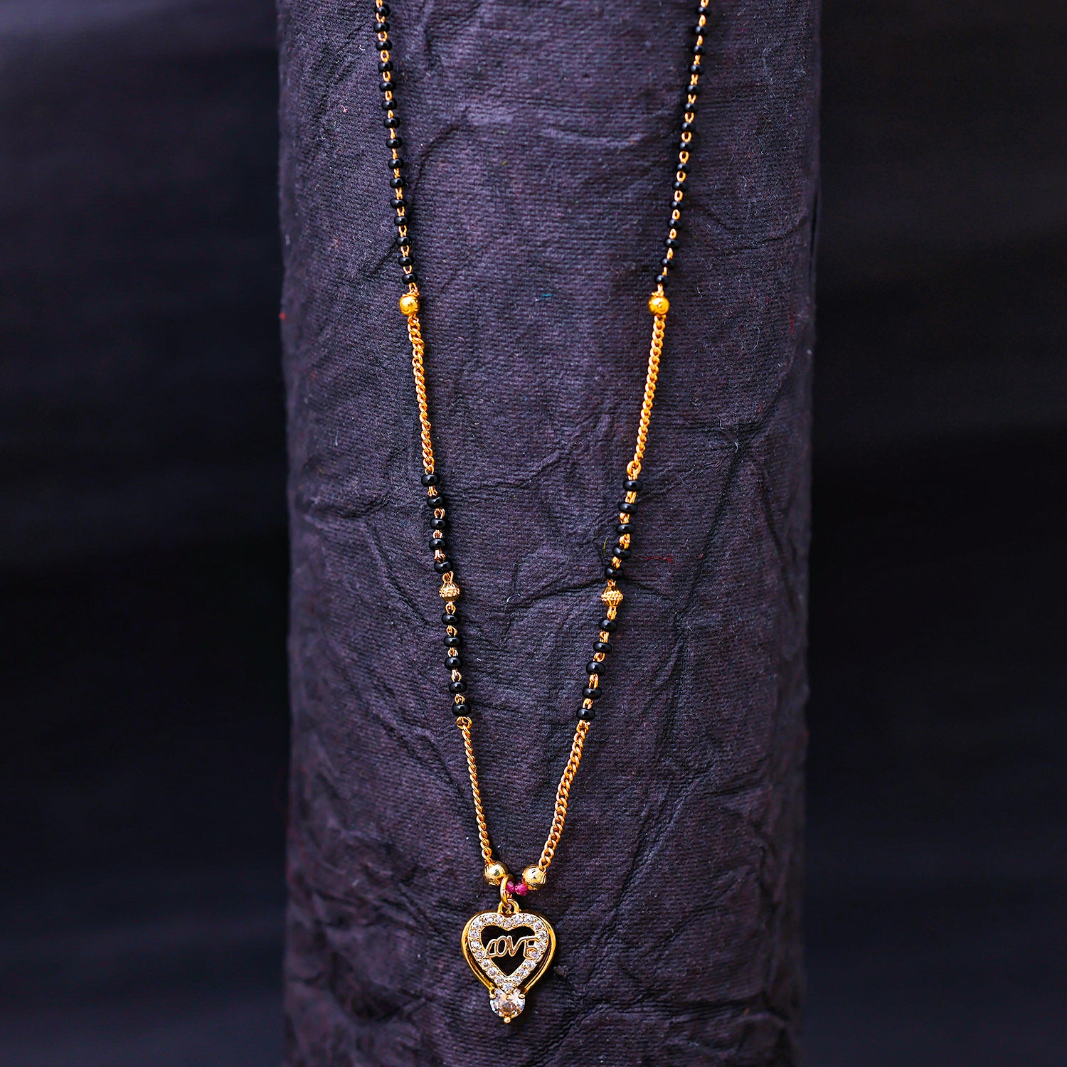 Sukkhi Gold Plated Golden Black Beads Long Mangalsutra Pendant for Women