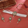 Sukkhi Gold Plated Green & White Kundan & Pearl Choker Necklace Set for Women