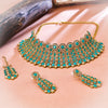 Sukkhi Gold Plated Green Reverse AD & Pearl Choker Necklace Set for Women