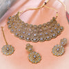 Sukkhi Gold Plated Grey Reverse AD & Pearl Choker Necklace Set for Women