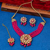 Sukkhi Gold Plated Pink Reverse AD & Pearl Choker Necklace Set for Women