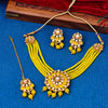 Sukkhi Gold Plated Yellow Reverse AD & Pearl Choker Necklace Set for Women