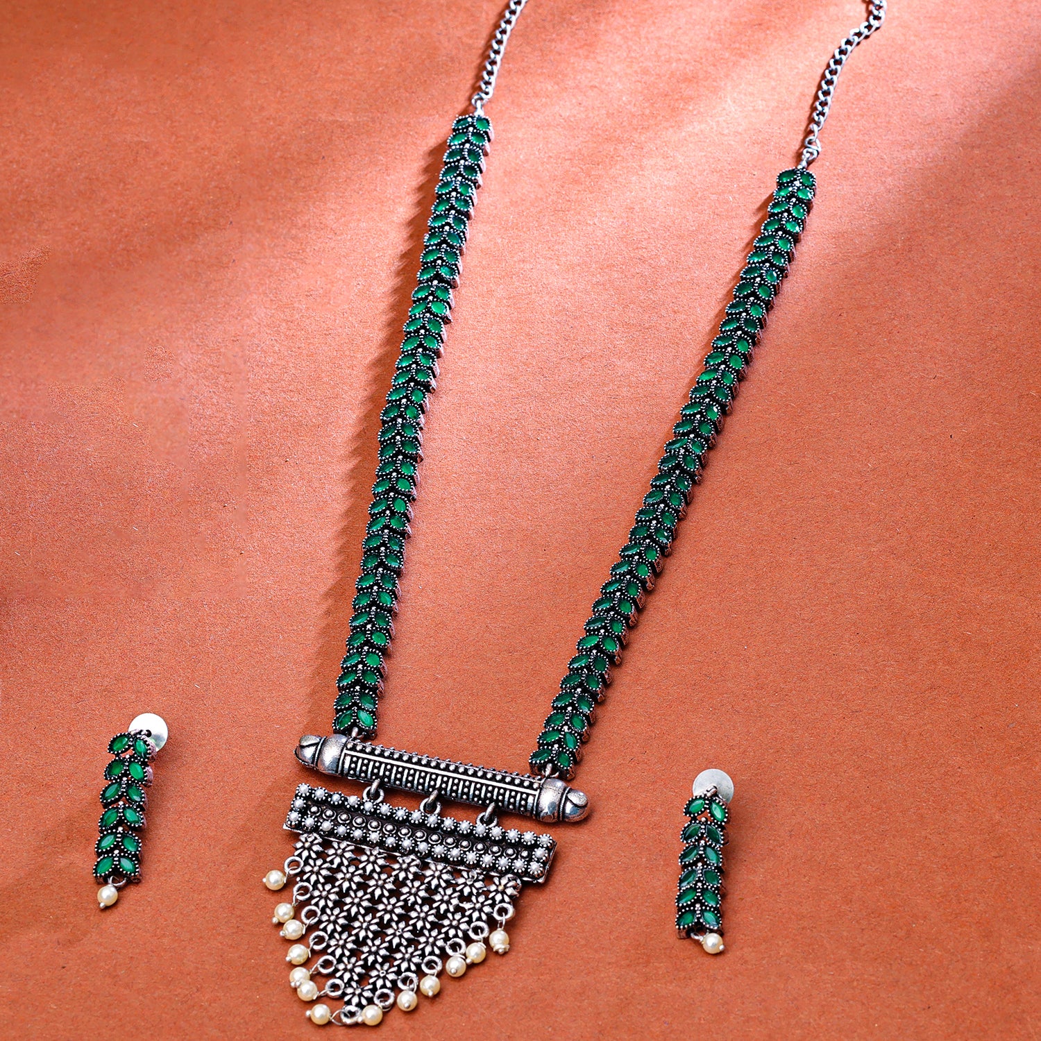 Baby Pink Jaipuri Long Kundan Necklace Set – Steorra Jewels