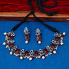 Sukkhi Oxidized Red Pearl Choker Necklace Set for Women