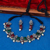 Sukkhi Oxidized Multi Pearl Choker Necklace Set for Women