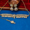 Sukkhi Gold Plated Golden Kundan & Pearl Choker Necklace Set for Women