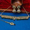 Sukkhi Gold Plated Green Kundan & Pearl Choker Necklace Set for Women