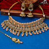 Sukkhi Gold Plated Peach Kundan & Pearl Choker Necklace Set for Women