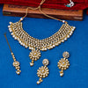 Sukkhi Gold Plated Golden Kundan & Pearl Choker Necklace Set for Women