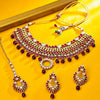 Sukkhi Gold Plated Maroon Kundan & Pearl Choker Necklace Set for Women