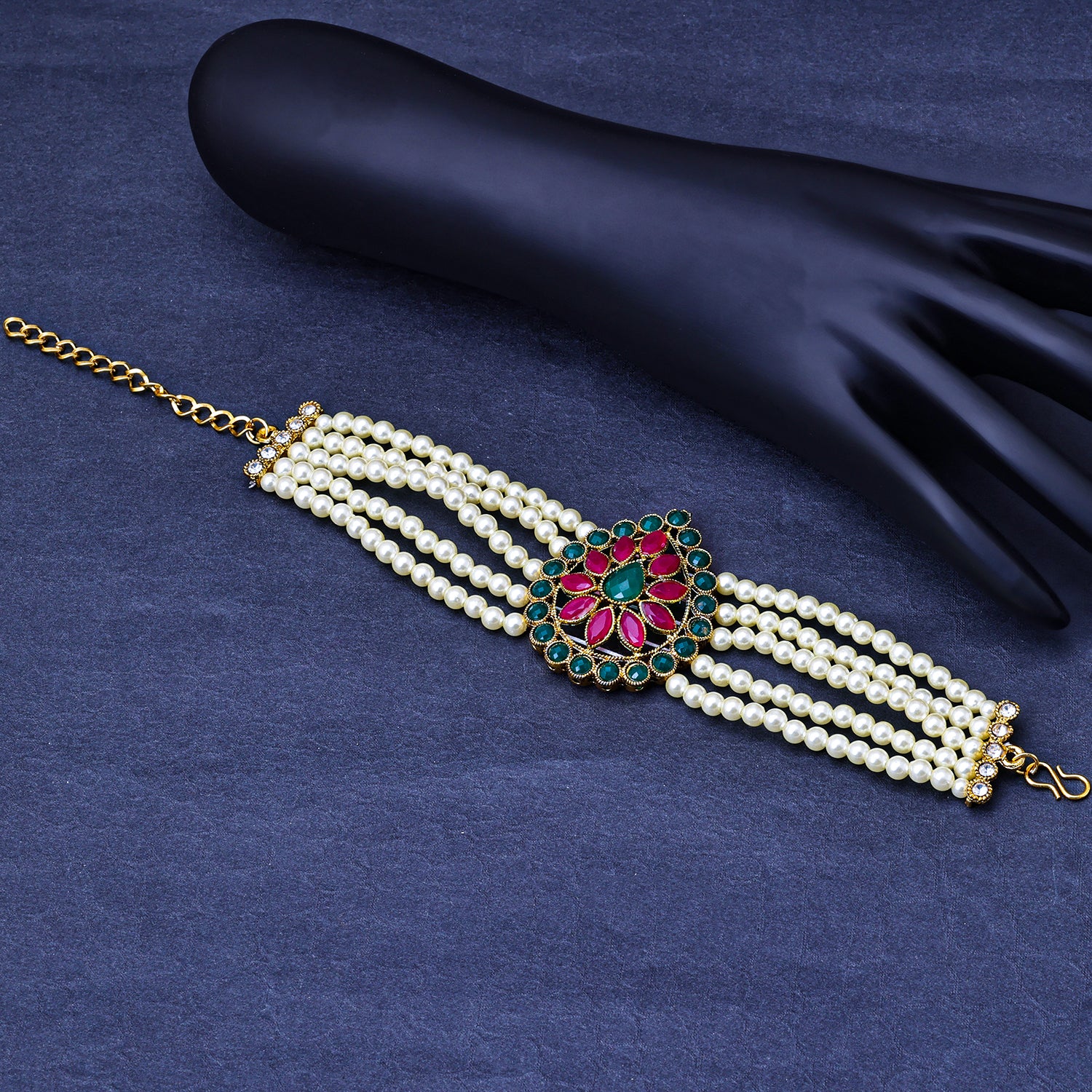 Sukkhi Gold Plated Golden Pearl Choker Braceletes for Women