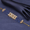 Sukkhi Gold Plated Navy Blue Mirror & Pearl Choker Braceletes for Women