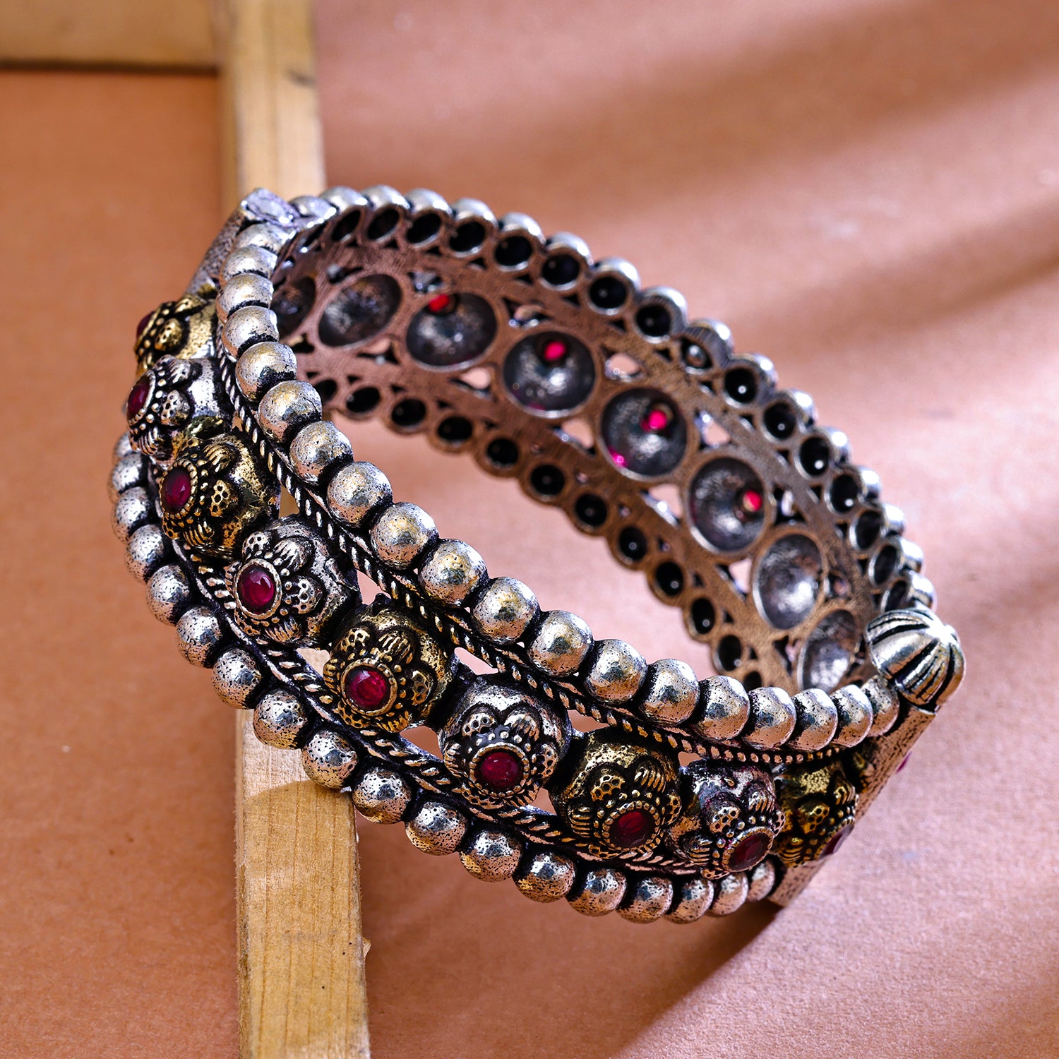 Sukkhi Oxidized Pink Kada for Women