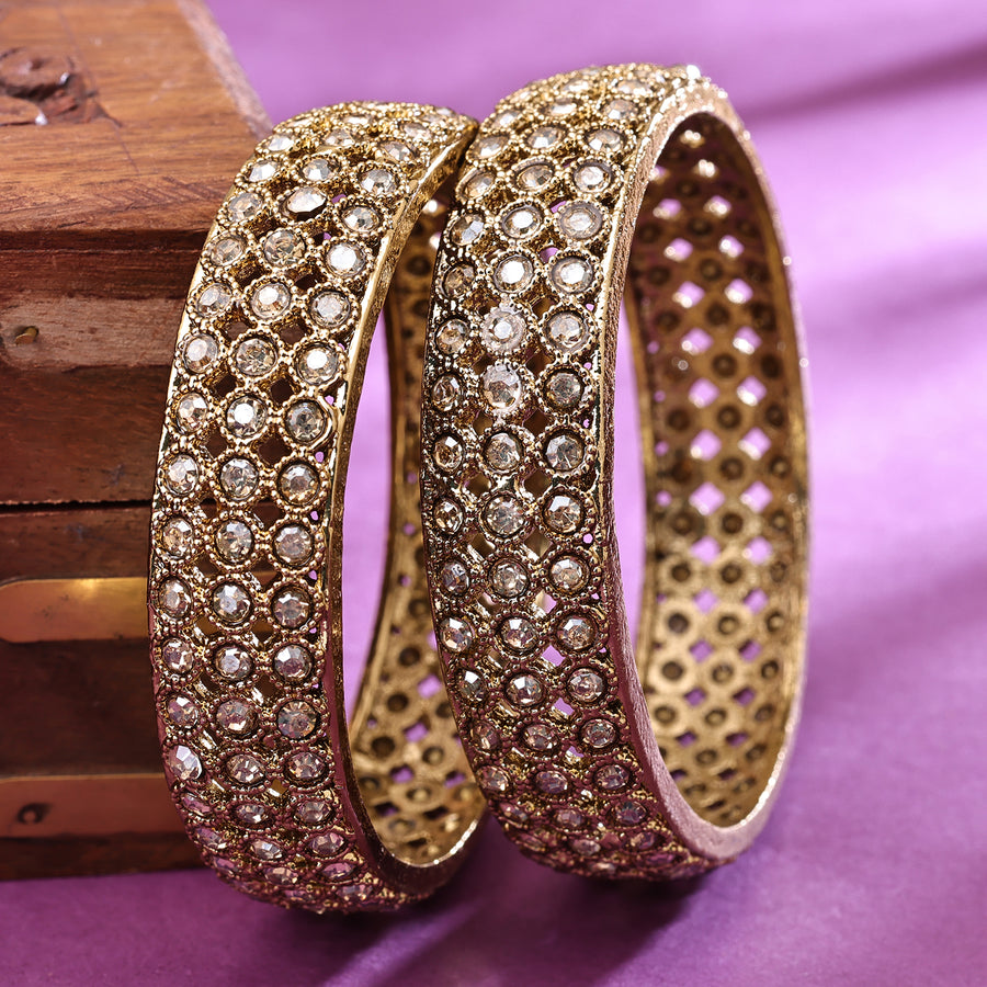 Sukkhi Gold Plated Golden Pearl Bangles for Women