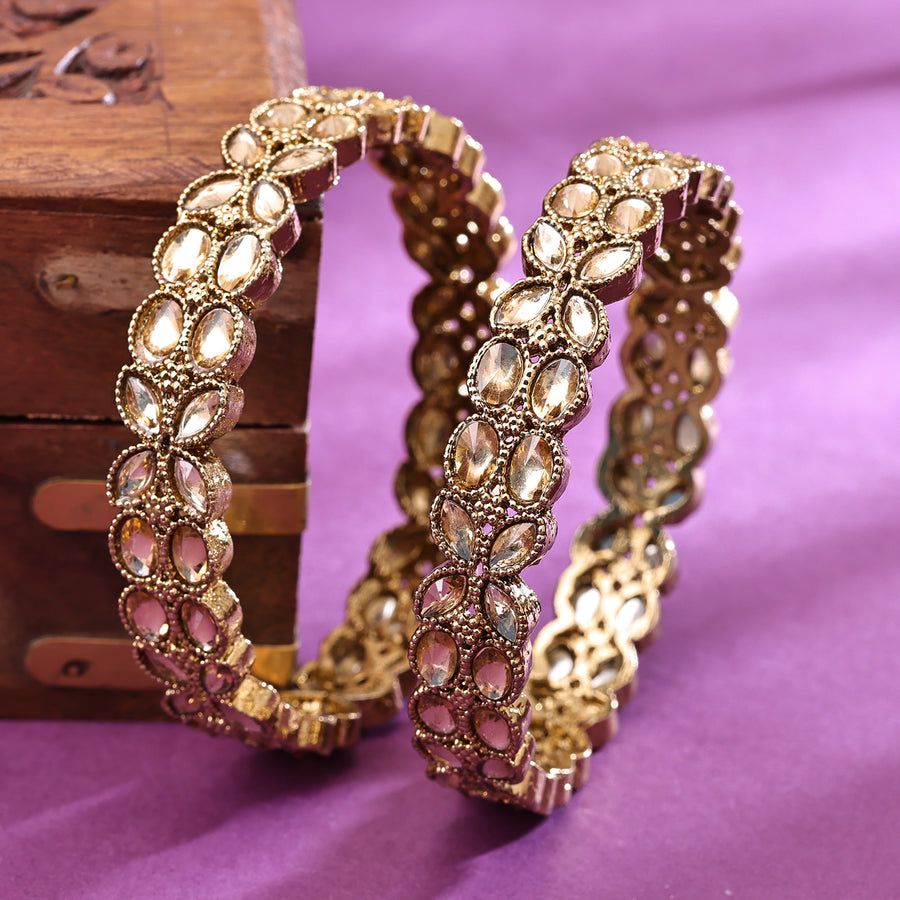Sukkhi Gold Plated Golden Pearl Bangles for Women